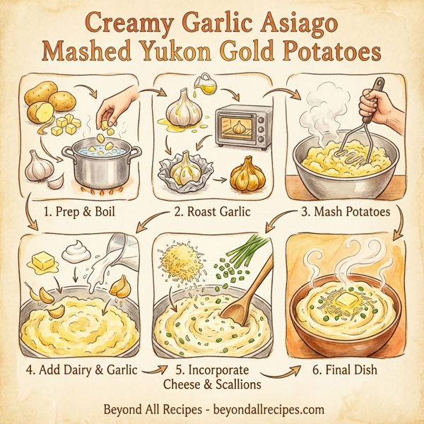 Creamy Garlic Asiago Mashed Yukon Gold Potatoes instructions