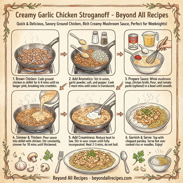 Creamy Garlic Chicken Stroganoff instructions