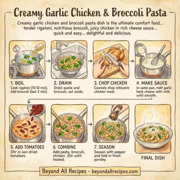 Creamy Garlic Chicken & Broccoli Pasta instructions