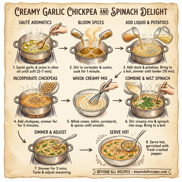 Creamy Garlic Chickpea and Spinach Delight instructions