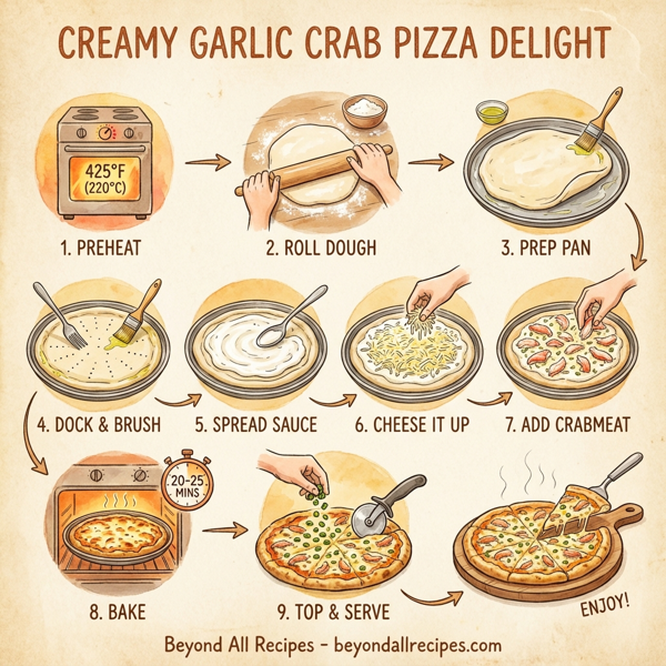 Creamy Garlic Crab Pizza Delight instructions