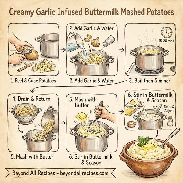 Creamy Garlic Infused Buttermilk Mashed Potatoes instructions