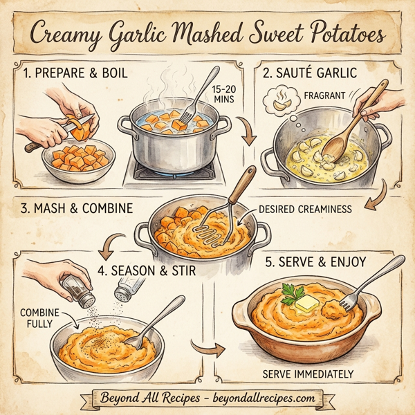 Creamy Garlic Mashed Sweet Potatoes instructions