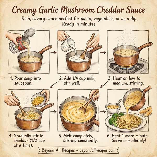 Creamy Garlic Mushroom Cheddar Sauce instructions