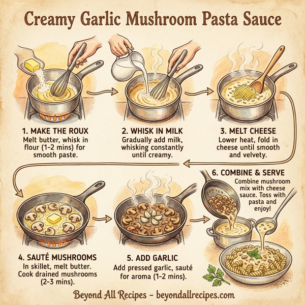 Creamy Garlic Mushroom Pasta Sauce instructions