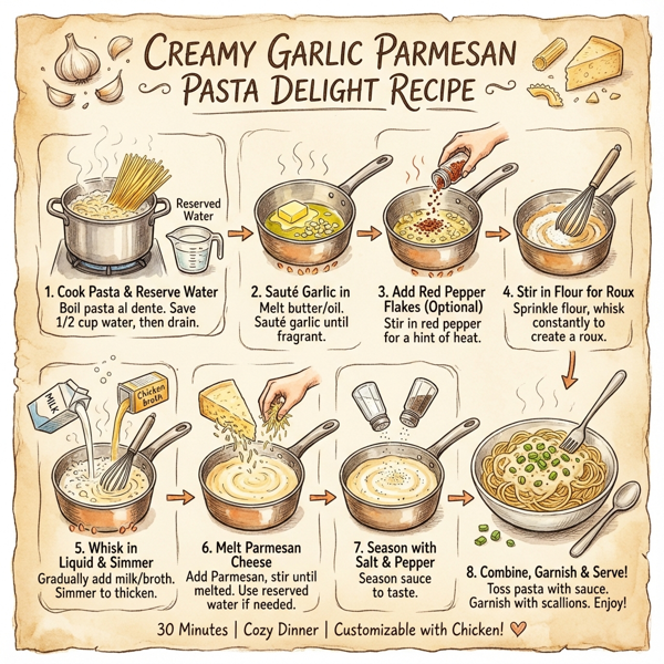 Creamy Garlic Parmesan Pasta Delight instructions