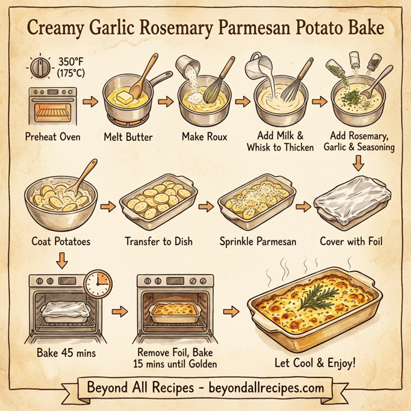 Creamy Garlic Rosemary Parmesan Potato Bake instructions