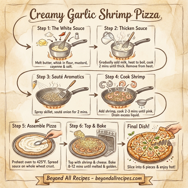 Creamy Garlic Shrimp Pizza instructions