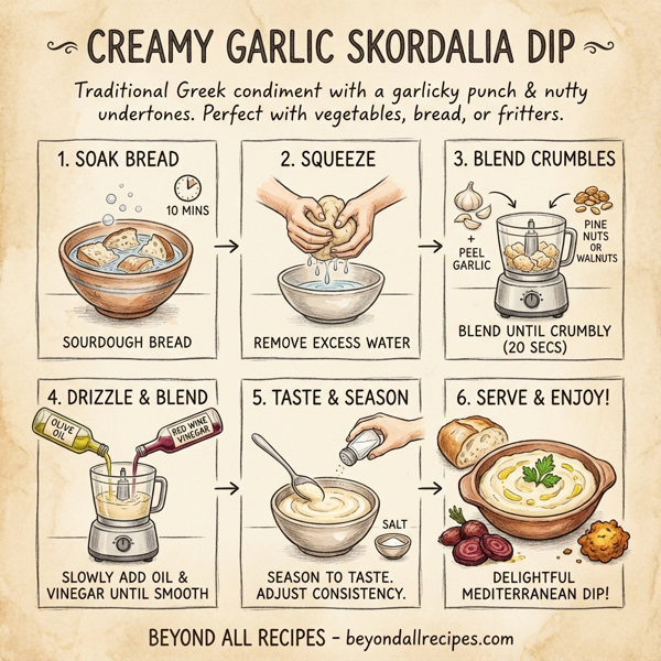 Creamy Garlic Skordalia Dip instructions