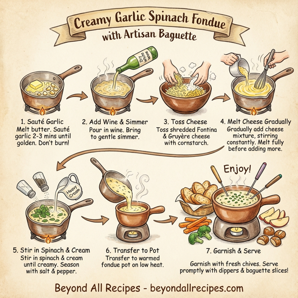 Creamy Garlic Spinach Fondue with Artisan Baguette instructions