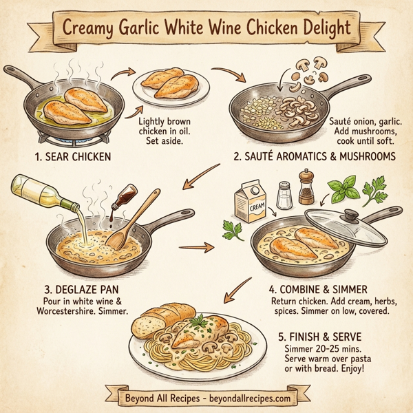 Creamy Garlic White Wine Chicken Delight instructions