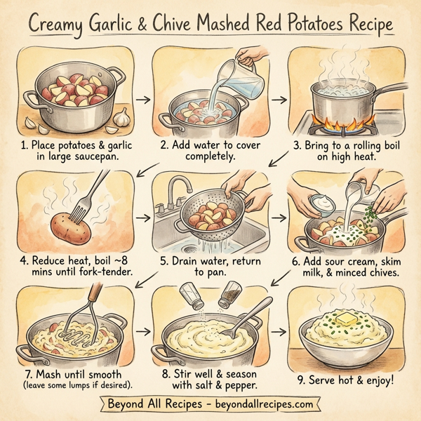 Creamy Garlic and Chive Mashed Red Potatoes instructions