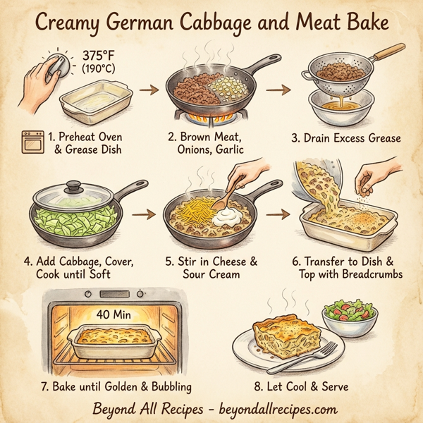Creamy German Cabbage and Meat Bake instructions