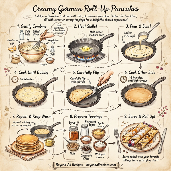 Creamy German Roll-Up Pancakes instructions