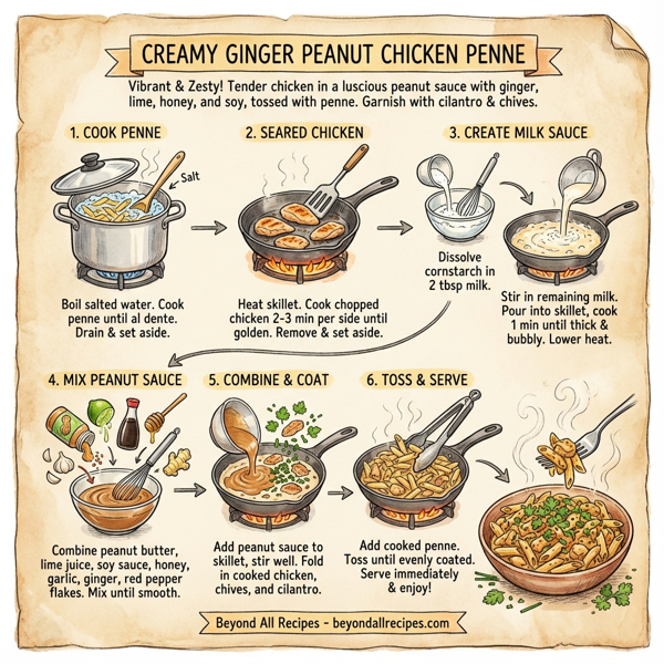 Creamy Ginger Peanut Chicken Penne instructions