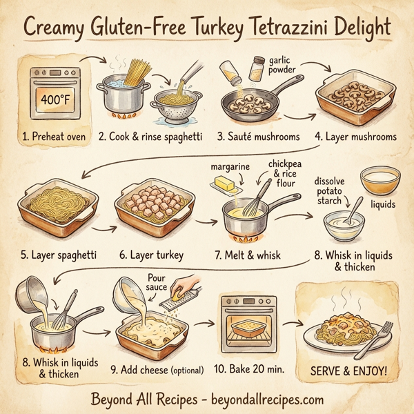 Creamy Gluten-Free Turkey Tetrazzini Delight instructions