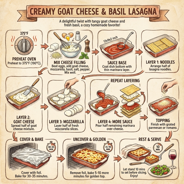 Creamy Goat Cheese & Basil Lasagna instructions