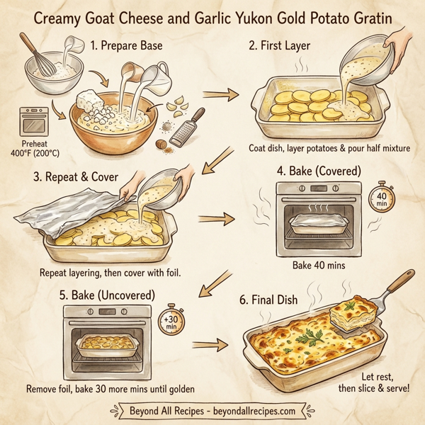 Creamy Goat Cheese and Garlic Yukon Gold Potato Gratin instructions