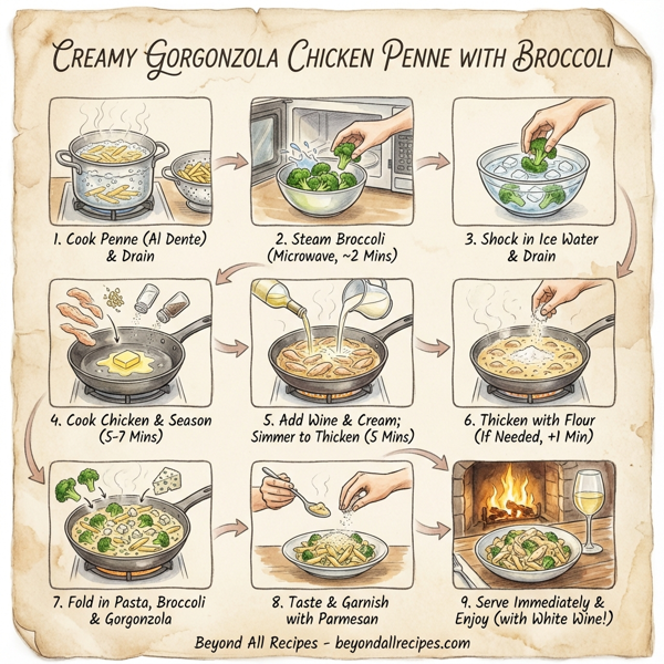 Creamy Gorgonzola Chicken Penne with Broccoli instructions
