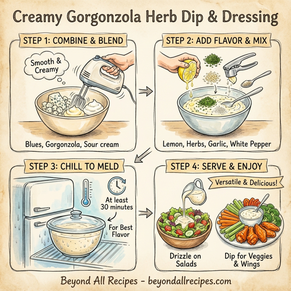 Creamy Gorgonzola Herb Dip and Dressing instructions