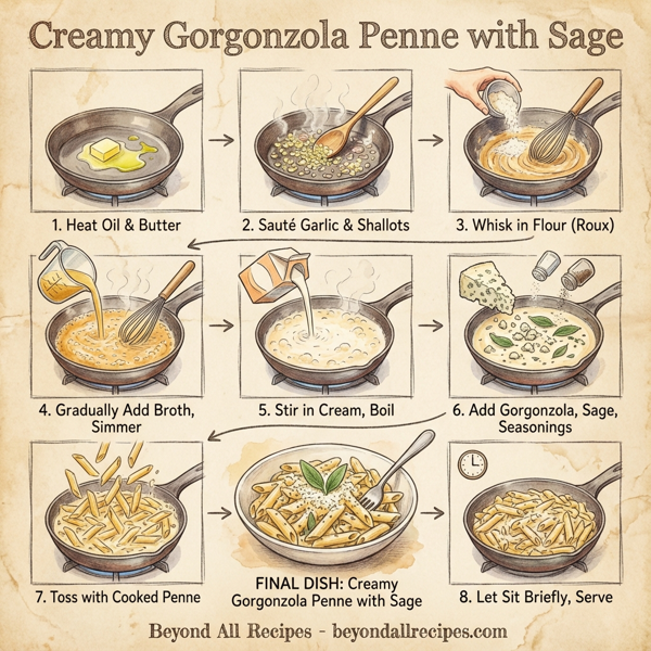 Creamy Gorgonzola Penne with Sage instructions