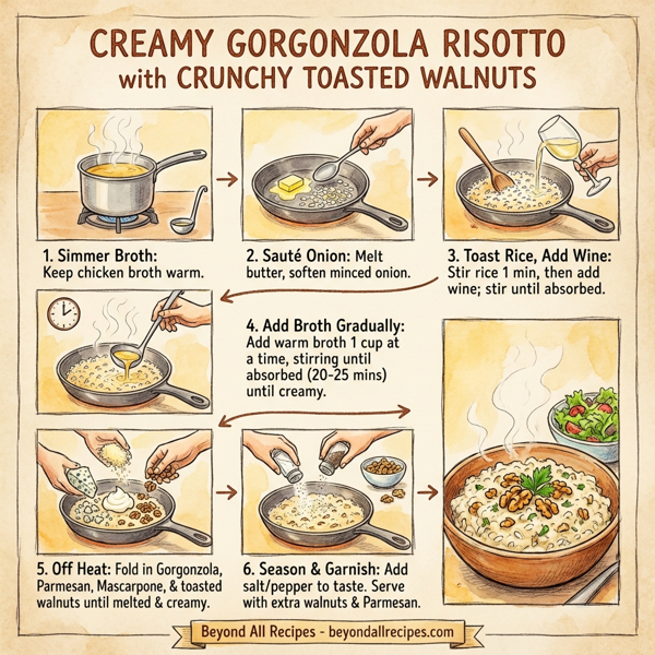 Creamy Gorgonzola Risotto with Crunchy Toasted Walnuts instructions