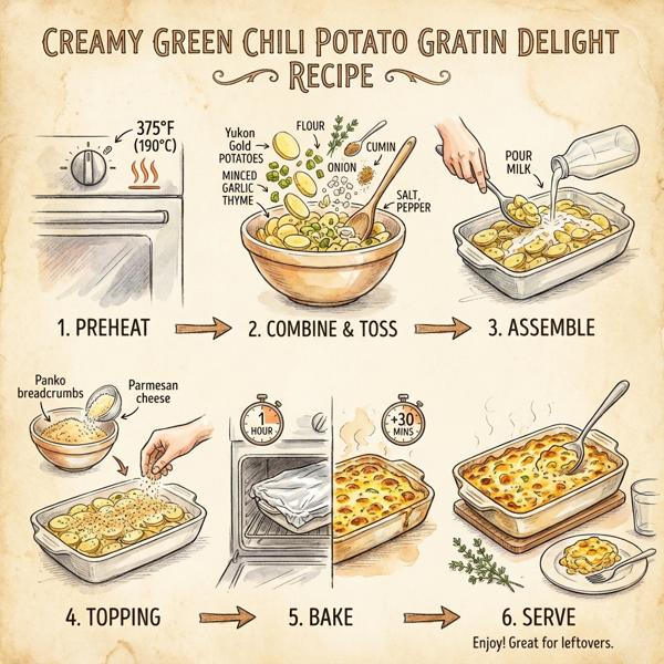 Creamy Green Chili Potato Gratin Delight instructions
