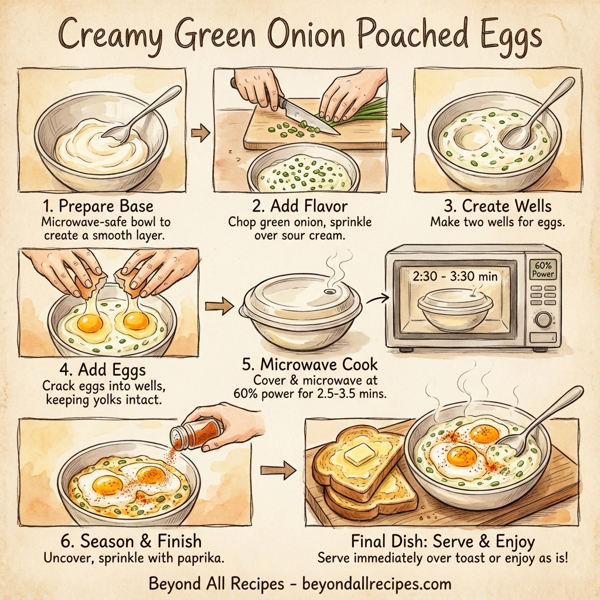 Creamy Green Onion Poached Eggs instructions