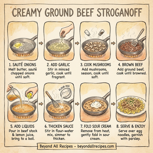 Creamy Ground Beef Stroganoff instructions