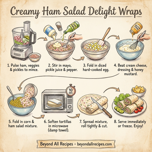 Creamy Ham Salad Delight Wraps instructions