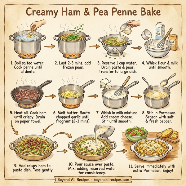 Creamy Ham & Pea Penne Bake instructions