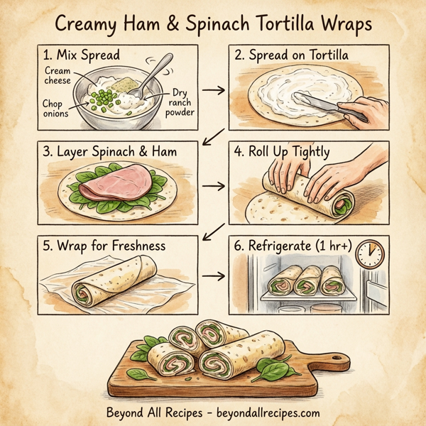 Creamy Ham & Spinach Tortilla Wraps instructions