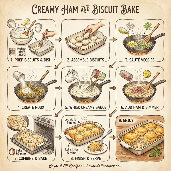 Creamy Ham and Biscuit Bake instructions