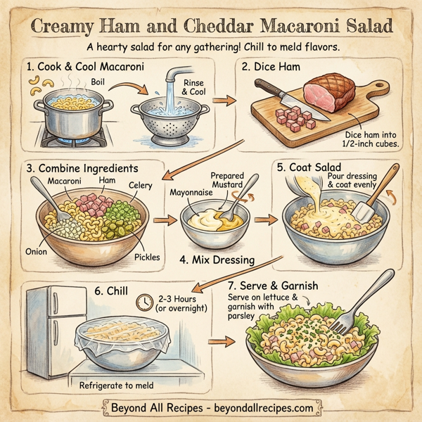 Creamy Ham and Cheddar Macaroni Salad instructions