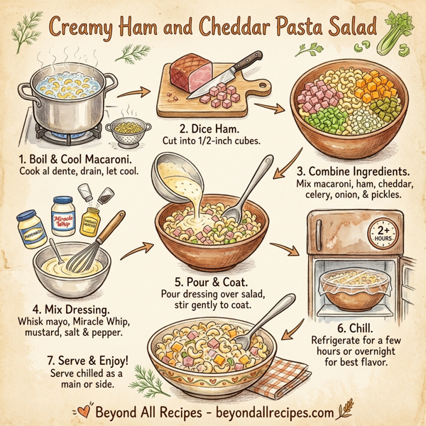 Creamy Ham and Cheddar Pasta Salad instructions
