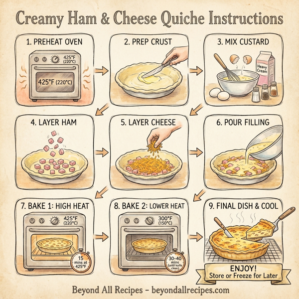 Creamy Ham and Cheese Quiche instructions