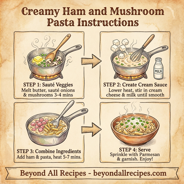 Creamy Ham and Mushroom Pasta instructions