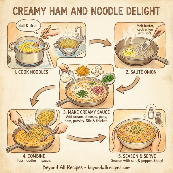 Creamy Ham and Noodle Delight instructions