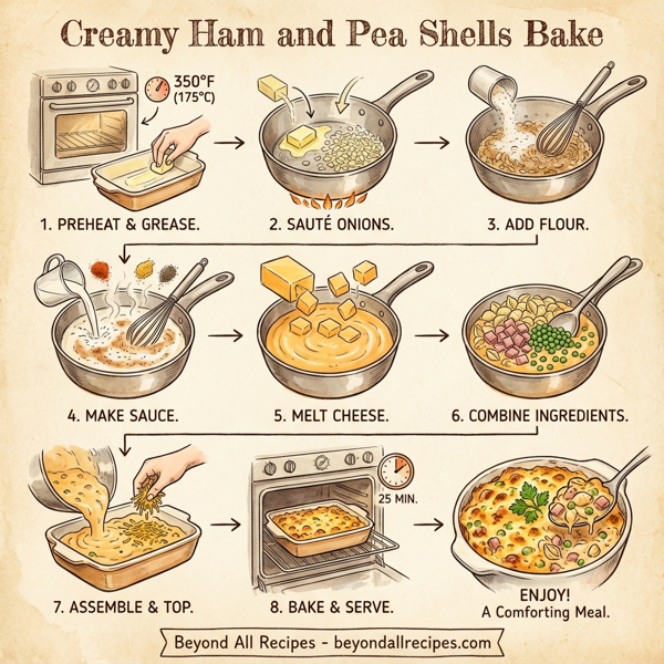 Creamy Ham and Pea Shells Bake instructions