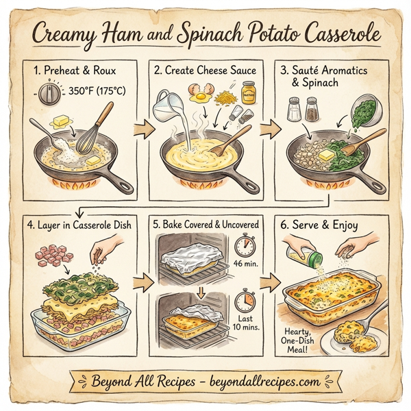 Creamy Ham and Spinach Potato Casserole instructions