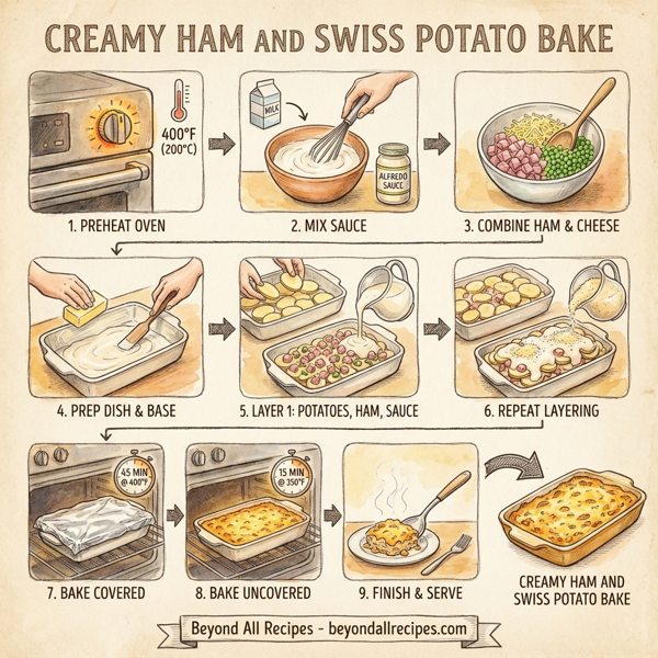 Creamy Ham and Swiss Potato Bake instructions