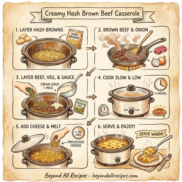 Creamy Hash Brown Beef Casserole instructions