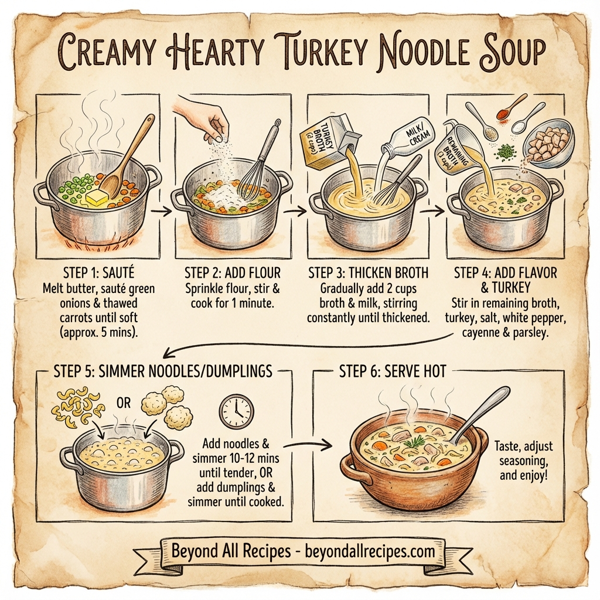Creamy Hearty Turkey Noodle Soup instructions