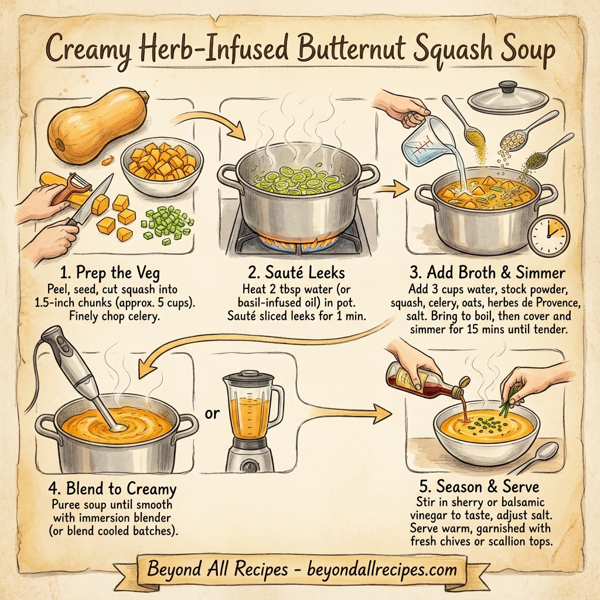 Creamy Herb-Infused Butternut Squash Soup instructions