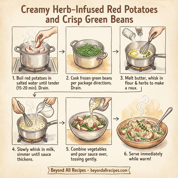 Creamy Herb-Infused Red Potatoes and Crisp Green Beans instructions