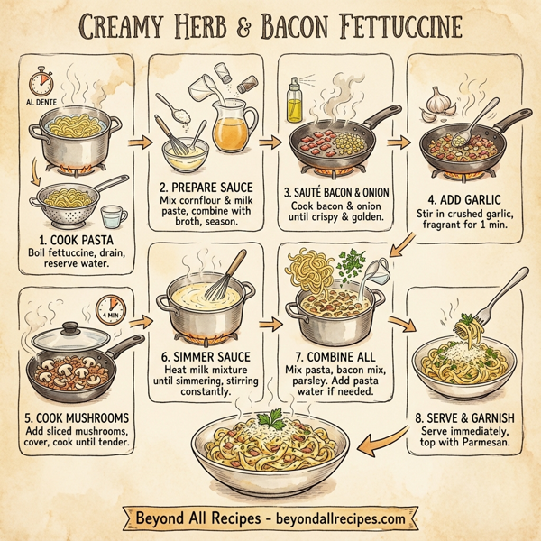 Creamy Herb & Bacon Fettuccine instructions