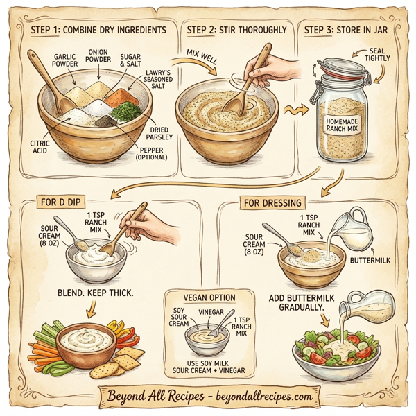 Creamy Homemade Ranch Dressing & Dip Mix instructions