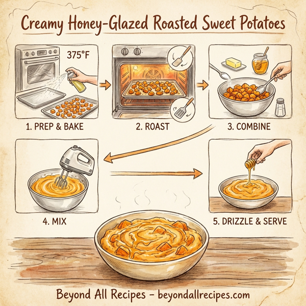 Creamy Honey-Glazed Roasted Sweet Potatoes instructions