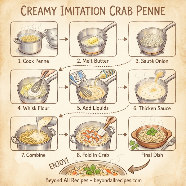 Creamy Imitation Crab Penne instructions