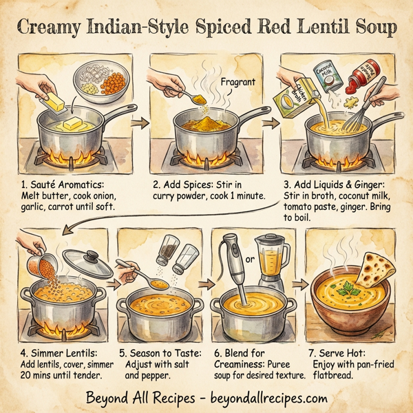 Creamy Indian-Style Spiced Red Lentil Soup instructions